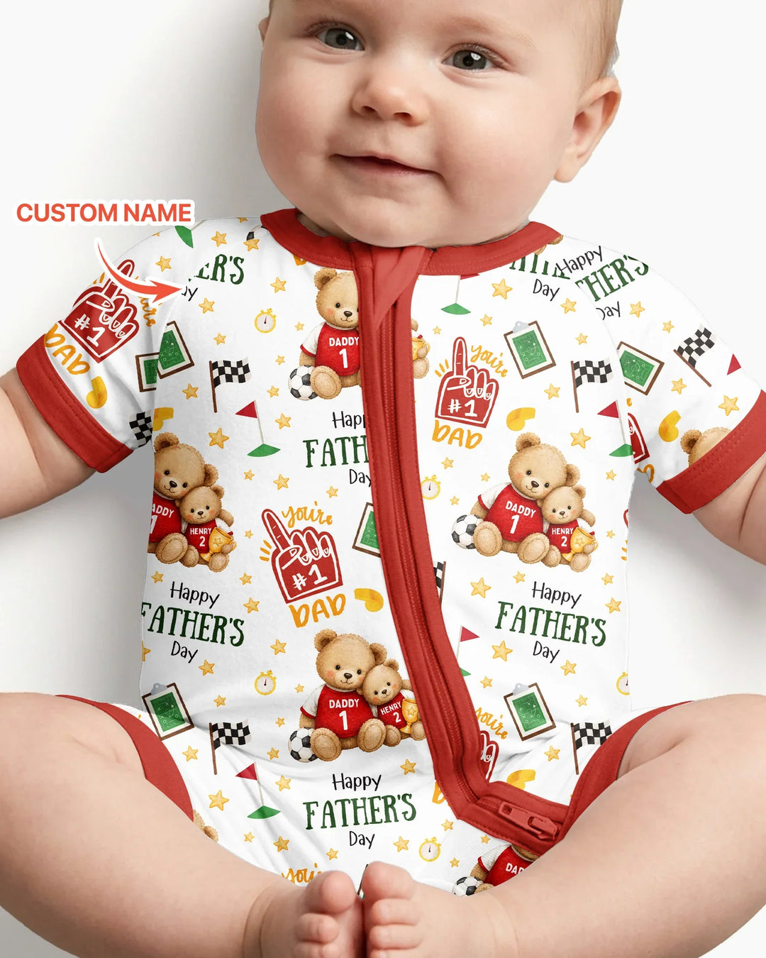 You're #1 Dad Daddy & Me Matching Bamboo Shorty Zippy