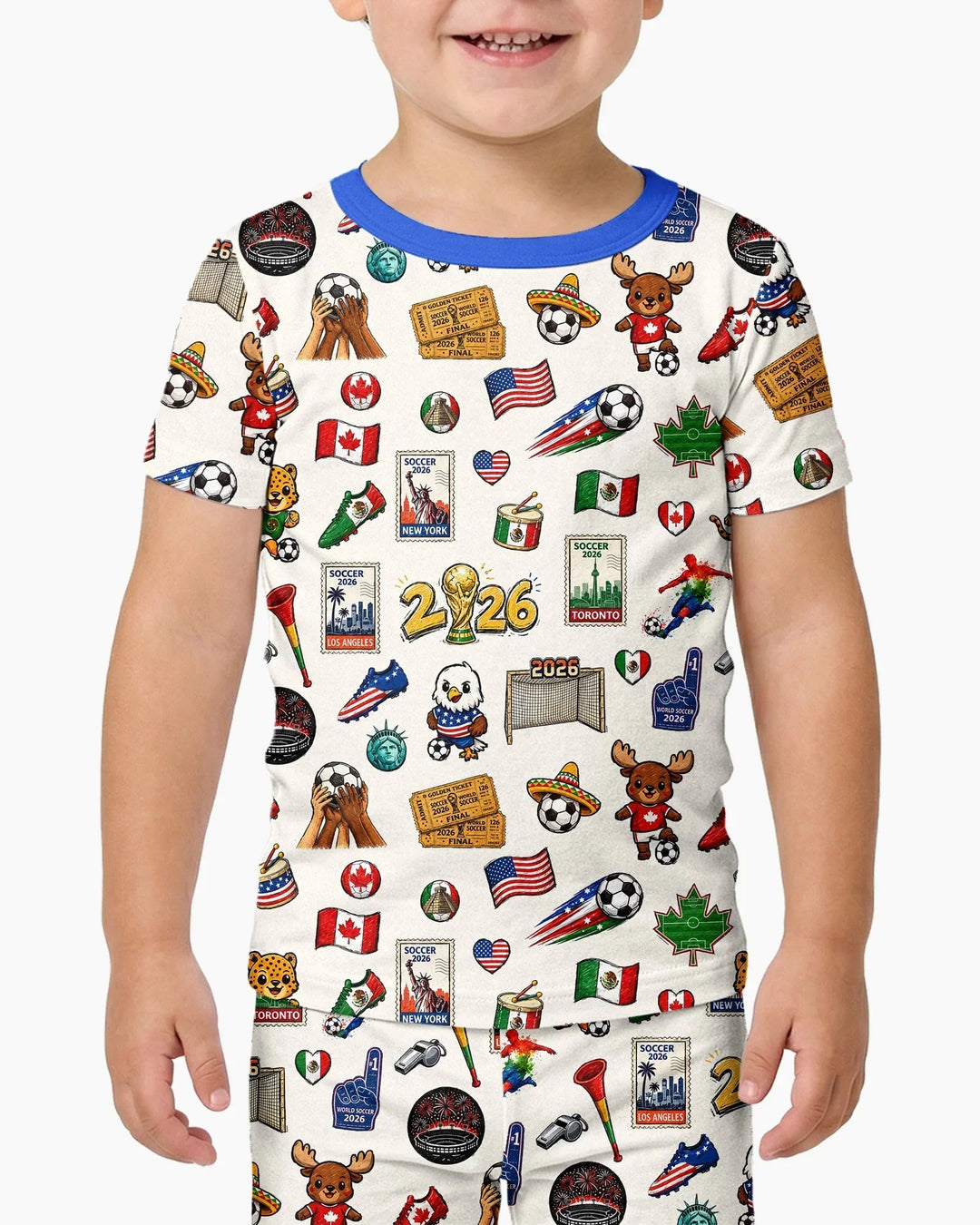 Soccer Cup 2026 Family Matching Bamboo Two Piece Short Sleeve Pajama Set