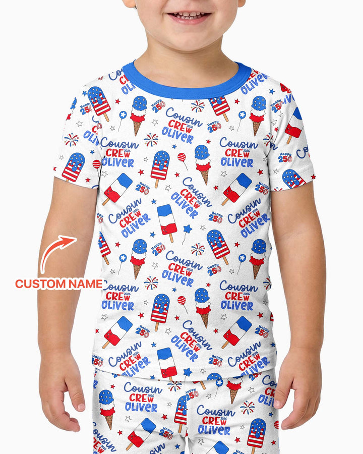 Conjunto de pijama de dos piezas de bambú de manga corta, plantilla personalizada
