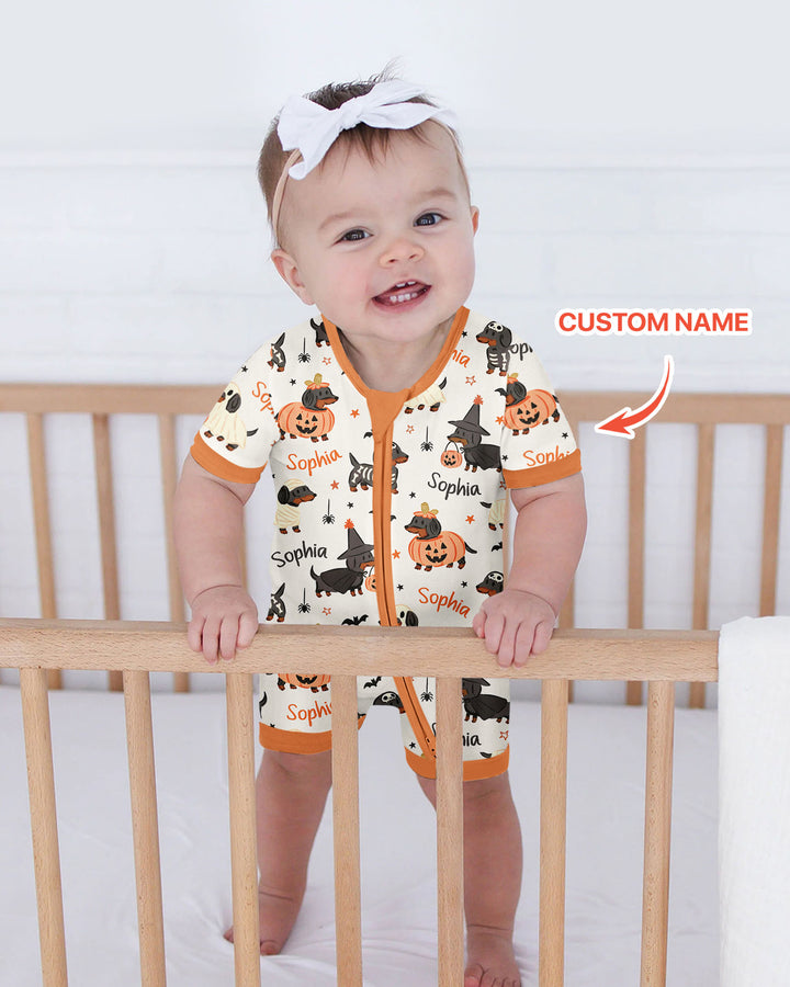 Orange and Black Dachshund Bamboo Shorty Zippy