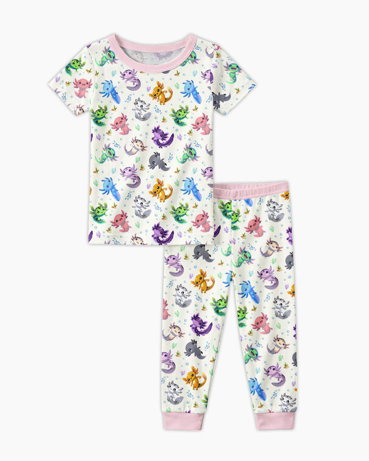 I Love You Axolotl Bamboo Two Piece Short Sleeve Pajama Set
