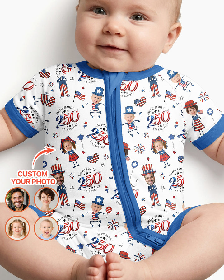 Custom Photo Smith Family Celebration Bamboo Shorty Zippy