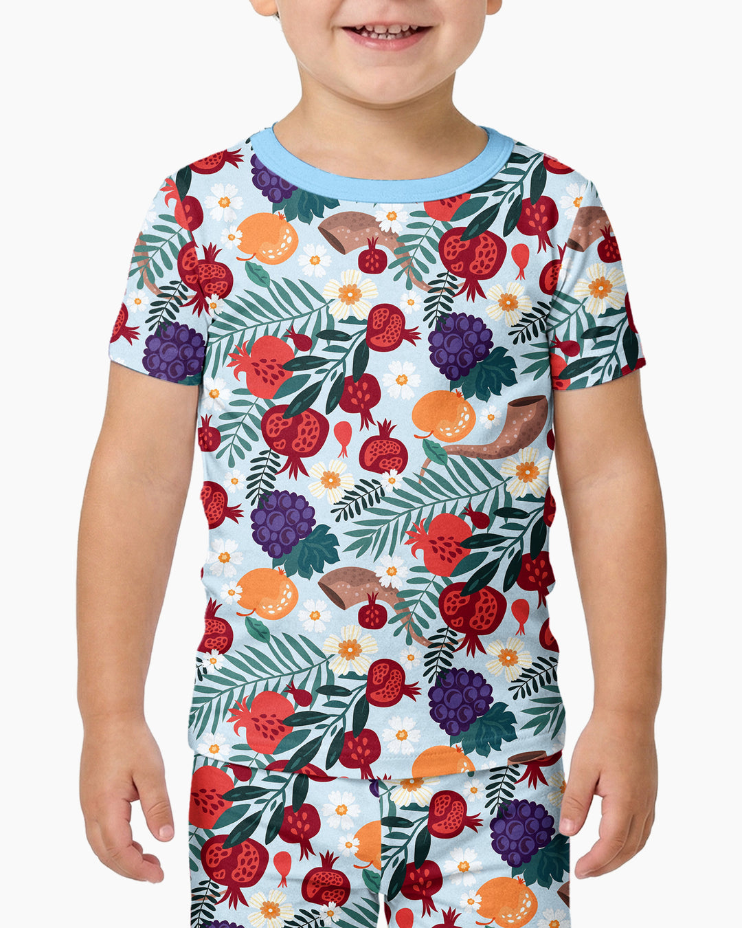 Pomegranate Blessings Night Family Matching Bamboo Two Piece Short Sleeve Pajama Set