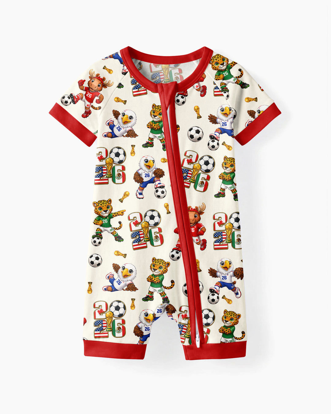 Cute Soccer Mascots USA CAN MEX Bamboo Shorty Zippy