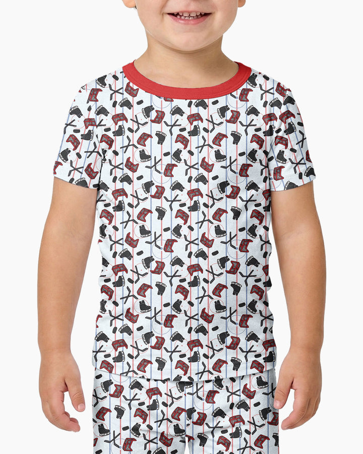 Hockey Rink Bamboo Two Piece Short Sleeve Pajama Set