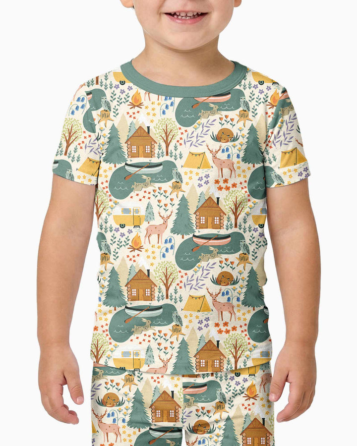 Conjunto de pijama de dos piezas de manga corta de bambú