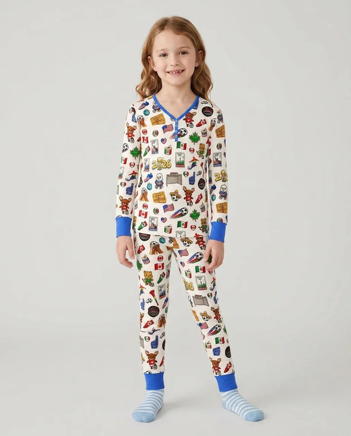 Zweiteiliges Langarm-Pyjama-Set mit Sommerfrüchten