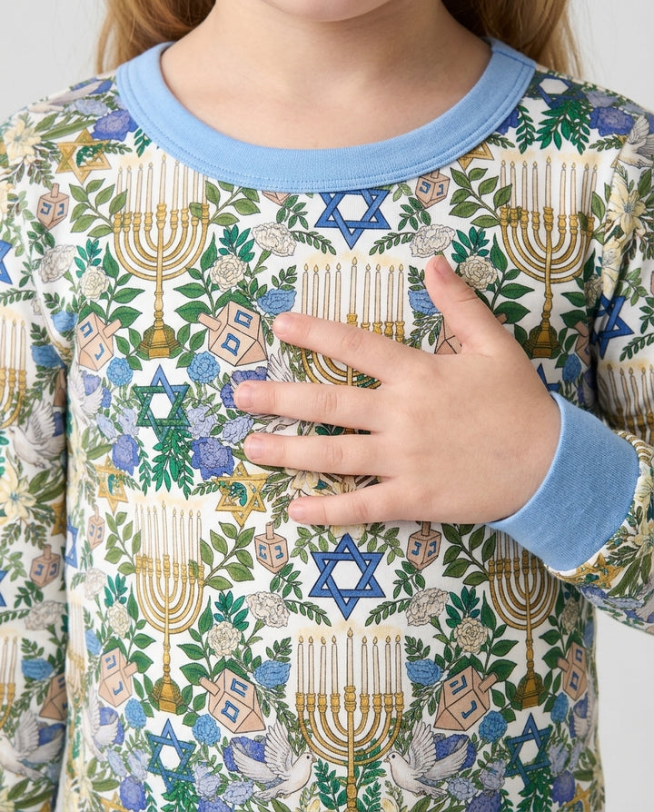Hanukkah the Festival of Lights Mommy & Me Matching Bamboo Two Piece Long Sleeve Pajama Set