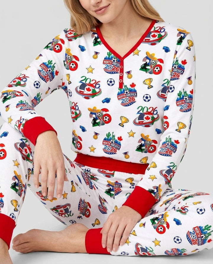 World Soccer North America 2026 Family Matching Bamboo Women Pajama Set