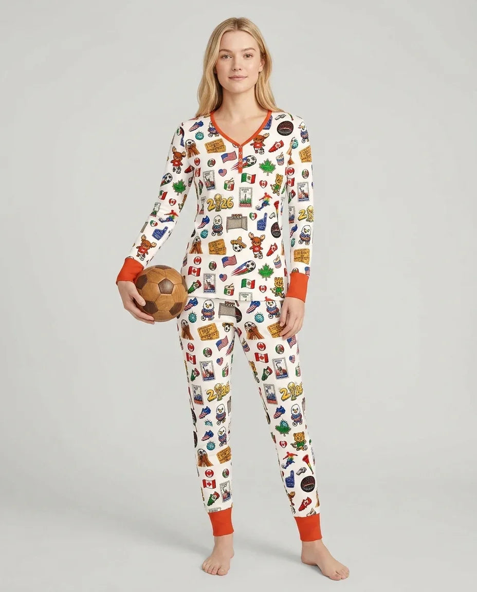 Soccer Cup 2026 Family Matching Bamboo Women Pajama Set