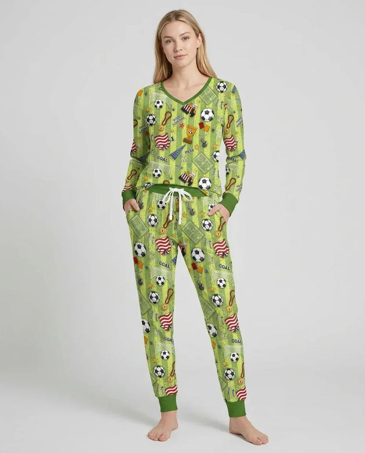 Plantilla de conjunto de pijama de mujer de bambú