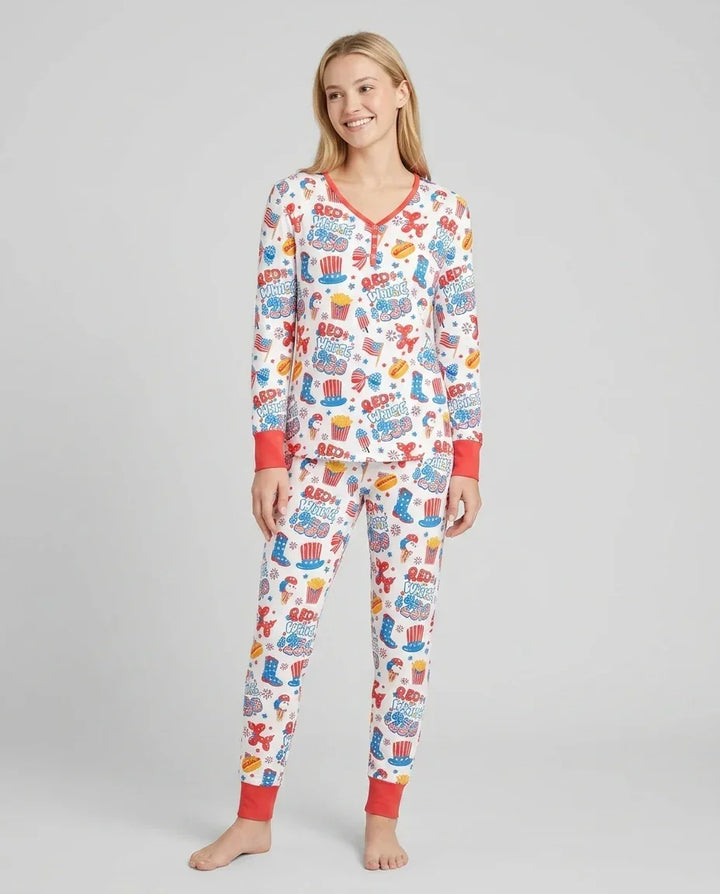 Red White & 250 Bamboo Women Pajama Set