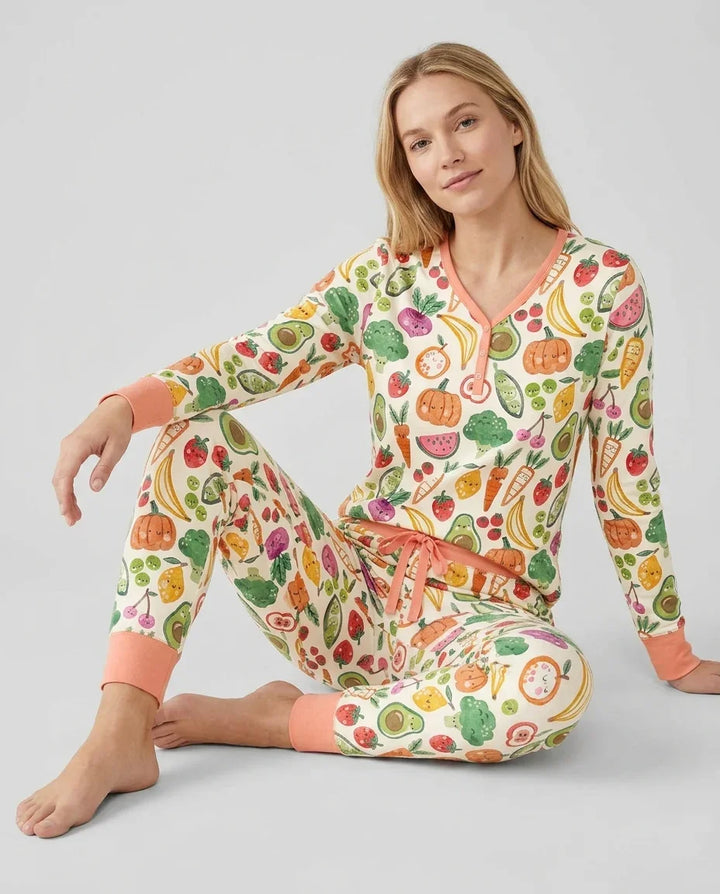 Plantilla de conjunto de pijama de mujer de bambú