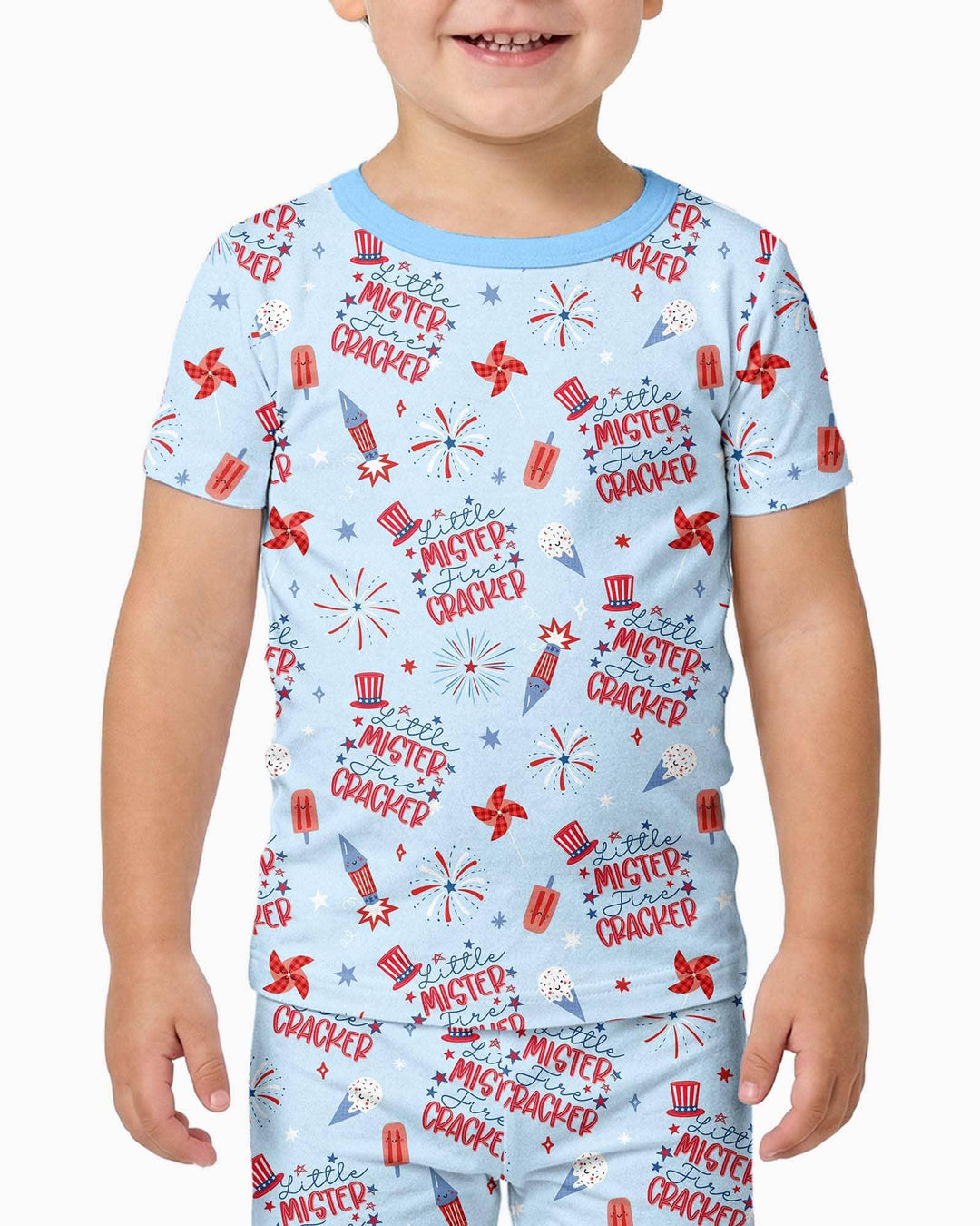 Little Miss Firecracker 4th July Bamboo Two Piece Short Sleeve Pajama Set
