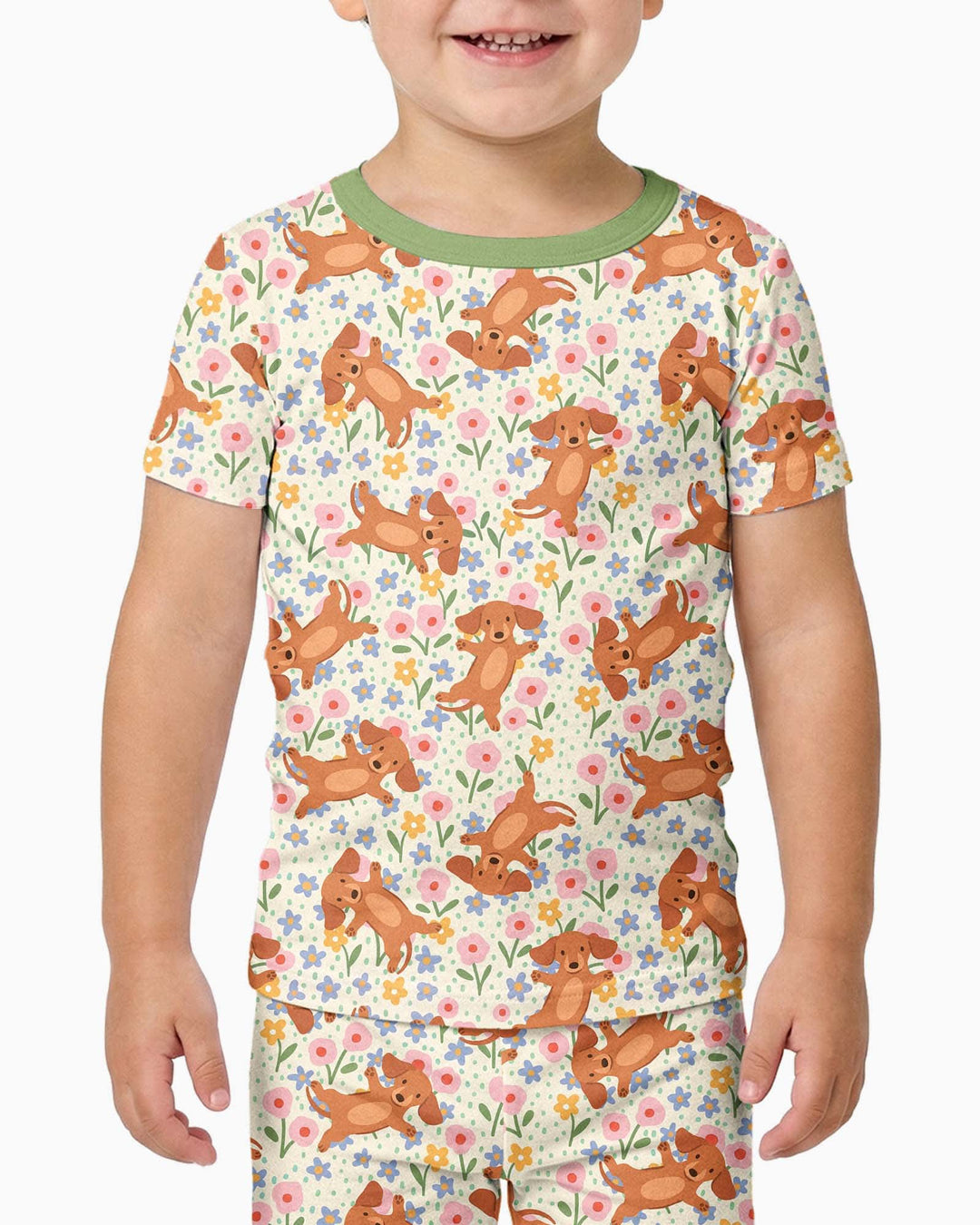 Conjunto de pijama de dos piezas de manga corta de bambú