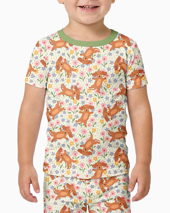 Conjunto de pijama de dos piezas de manga corta de bambú
