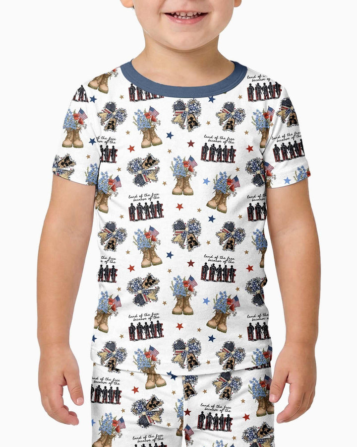 Honor the Brave Family Matching Bamboo Two Piece Short Sleeve Pajama Set