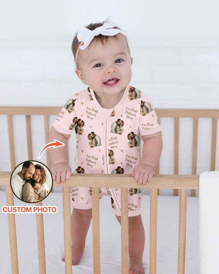 Custom Photo Our First as Parents Bamboo Shorty Zippy