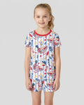 Conjunto de pijama de dos piezas de pato ánade real patriótico de bambú con pantalones cortos de manga corta