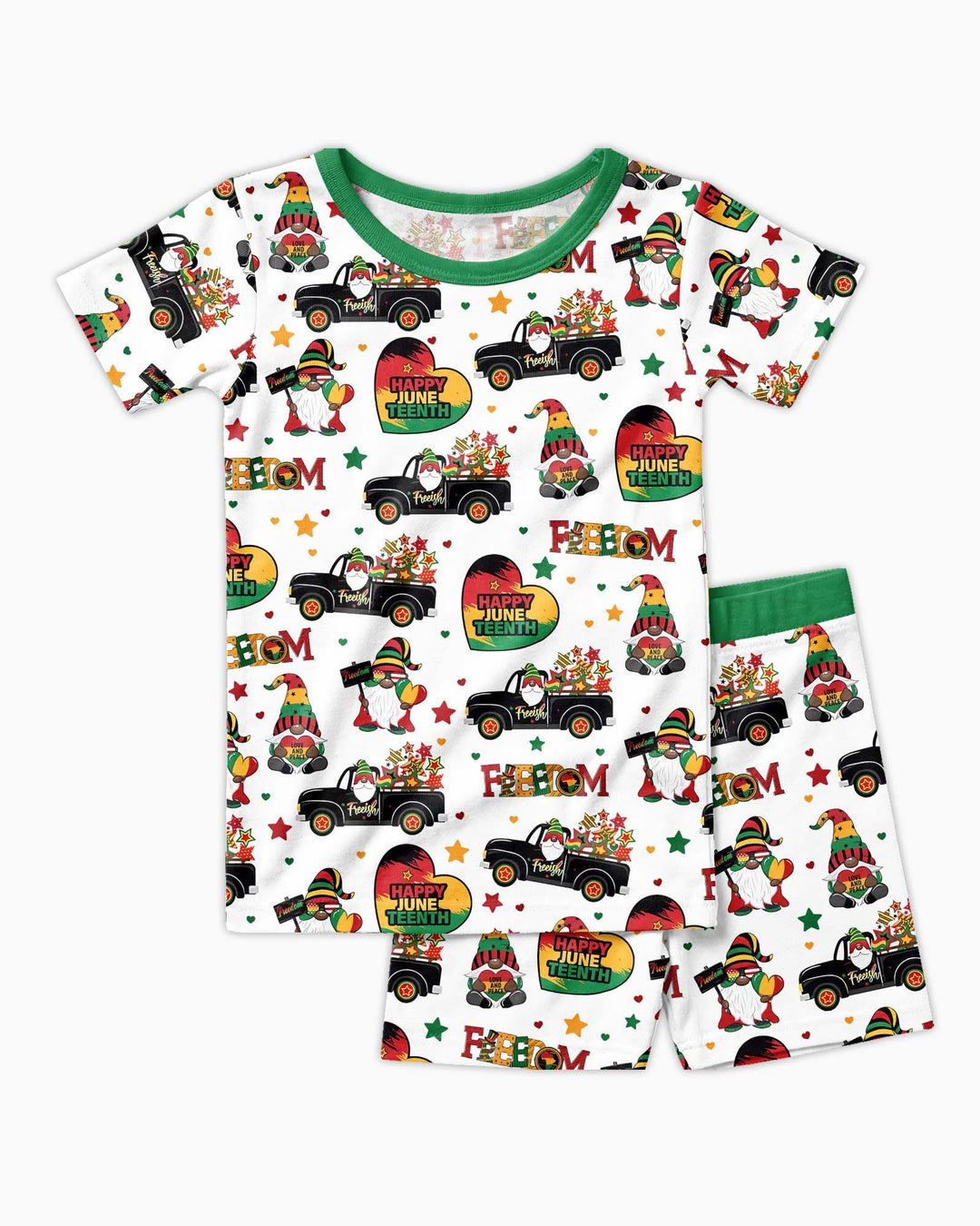 Gnome Happy Juneteenth Bamboo Two Piece Short Sleeve Shorts Pajama Set