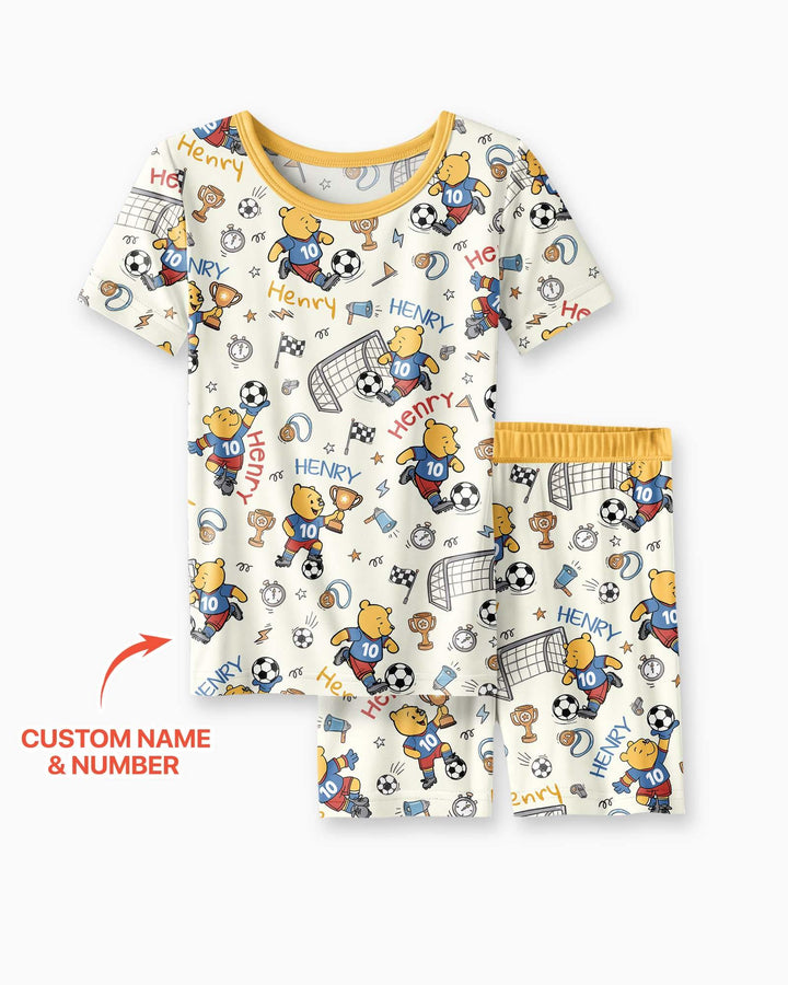 Pijama de bambú de dos piezas de manga corta con pantalón corto, plantilla personalizada