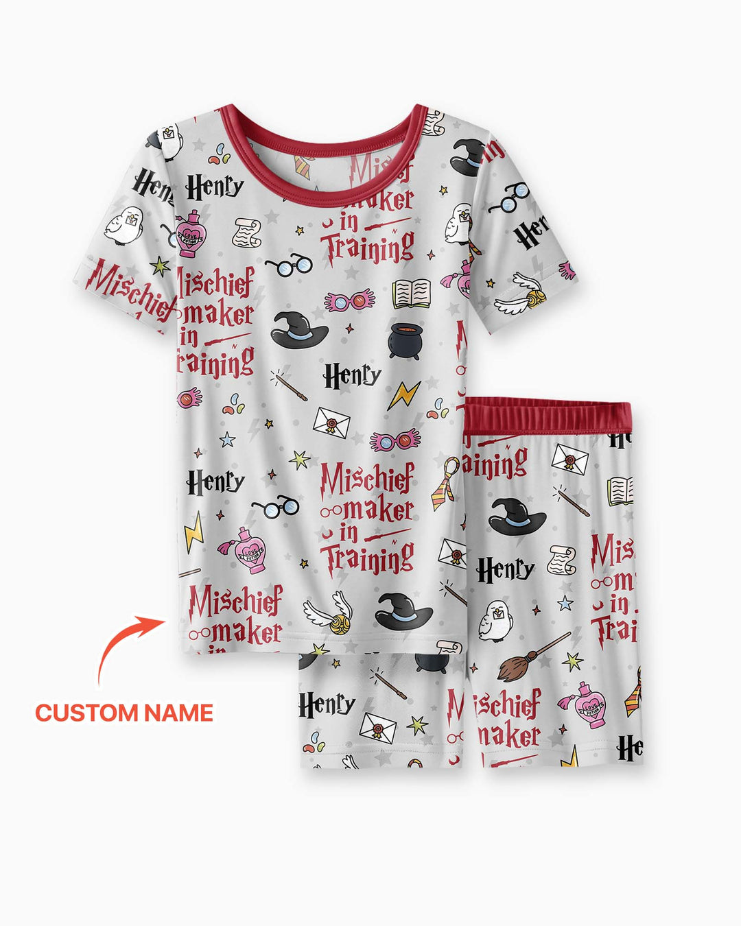 Custom Name Mischief Maker In Training Bamboo Two Piece Short Sleeve Shorts Pajama Set
