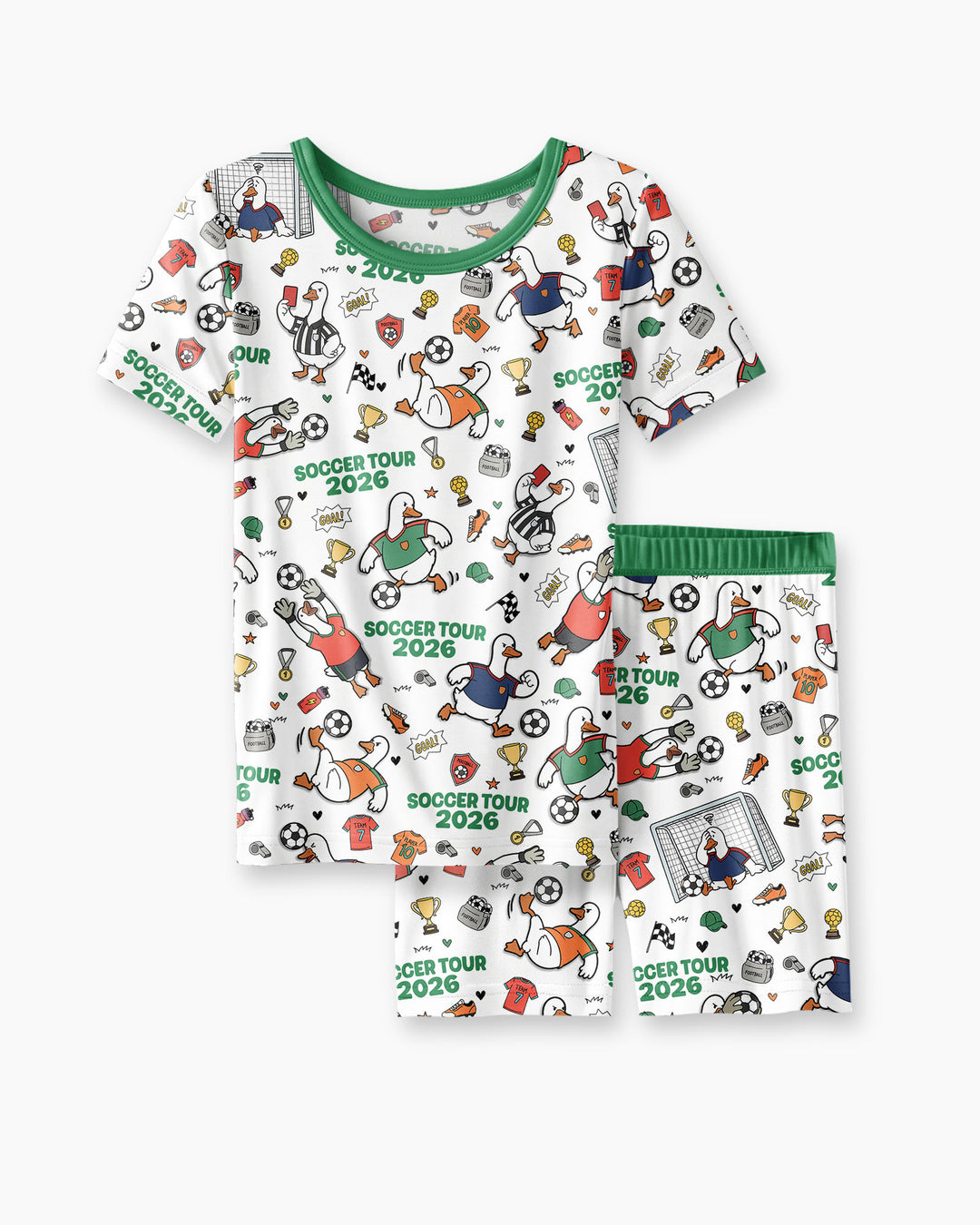 Funny Goose Soccer Tour 2026 Bamboo Two Piece Short Sleeve Shorts Pajama Set
