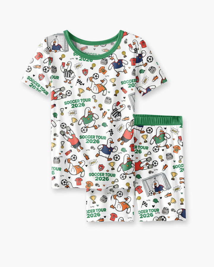 Funny Goose Soccer Tour 2026 Bamboo Two Piece Short Sleeve Shorts Pajama Set