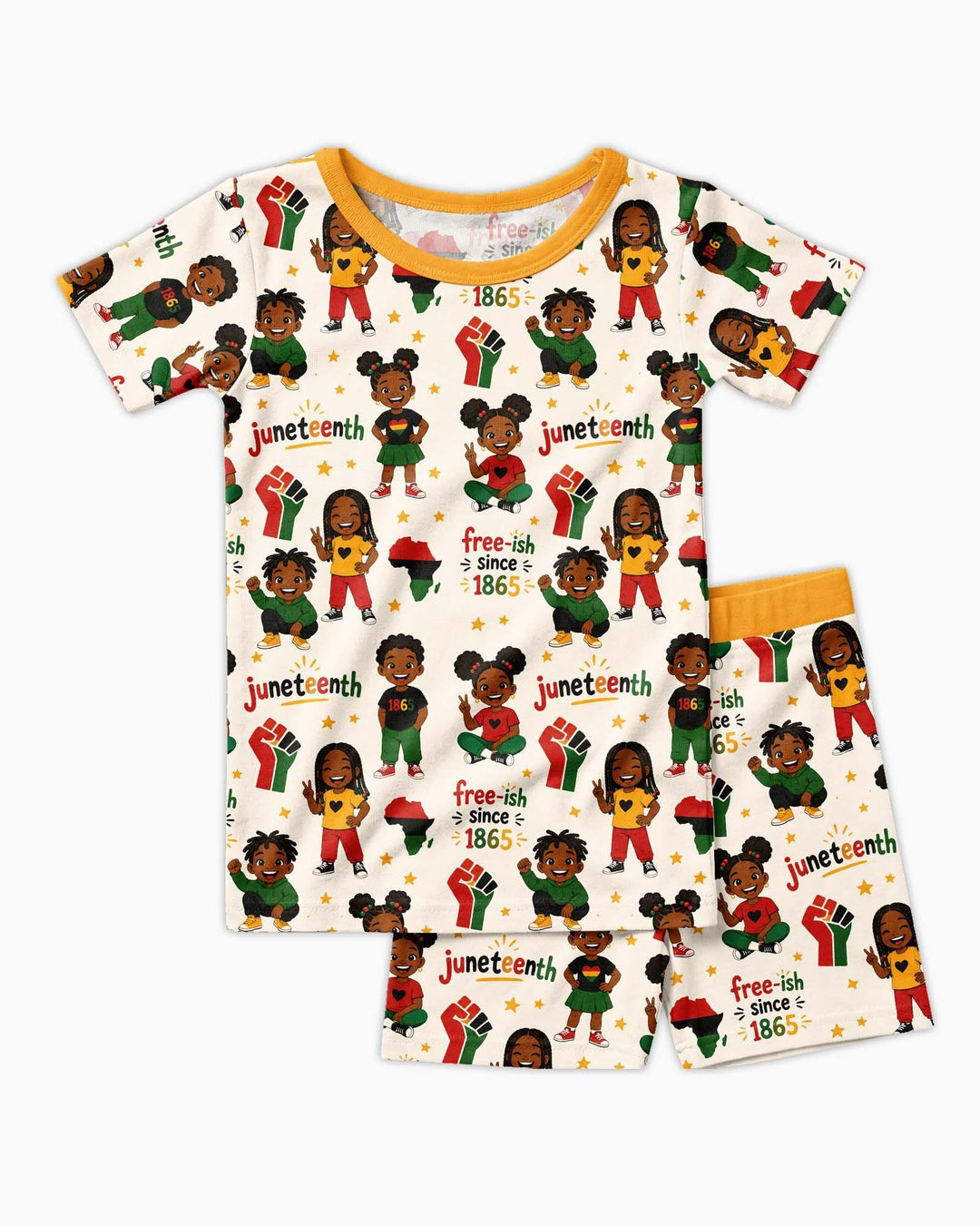 Juneteenth Free-ish Since 1865 Bamboo Two Piece Short Sleeve Shorts Pajama Set