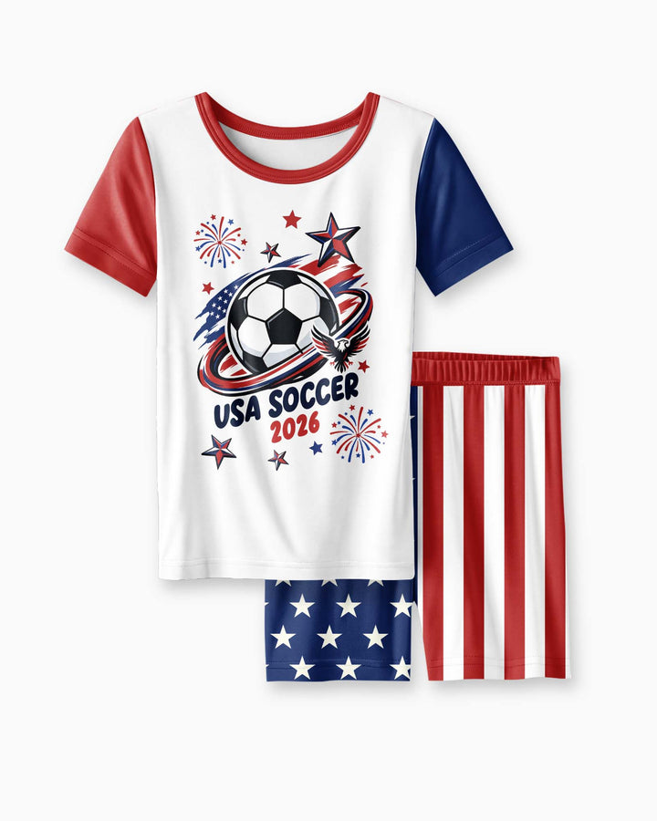 USA Soccer 2026 Family Matching Bamboo Two Piece Short Sleeve Shorts Pajama Set