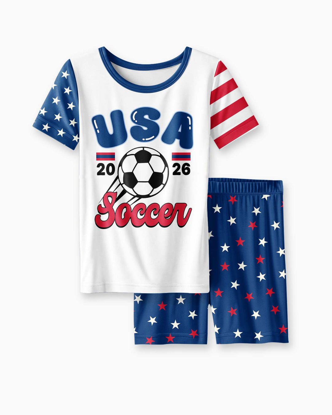USA Soccer Cup Bamboo Two Piece Short Sleeve Shorts Pajama Set
