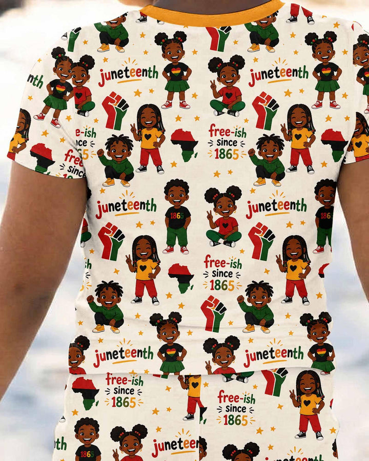Juneteenth Free-ish Since 1865 Bamboo Two Piece Short Sleeve Pajama Set