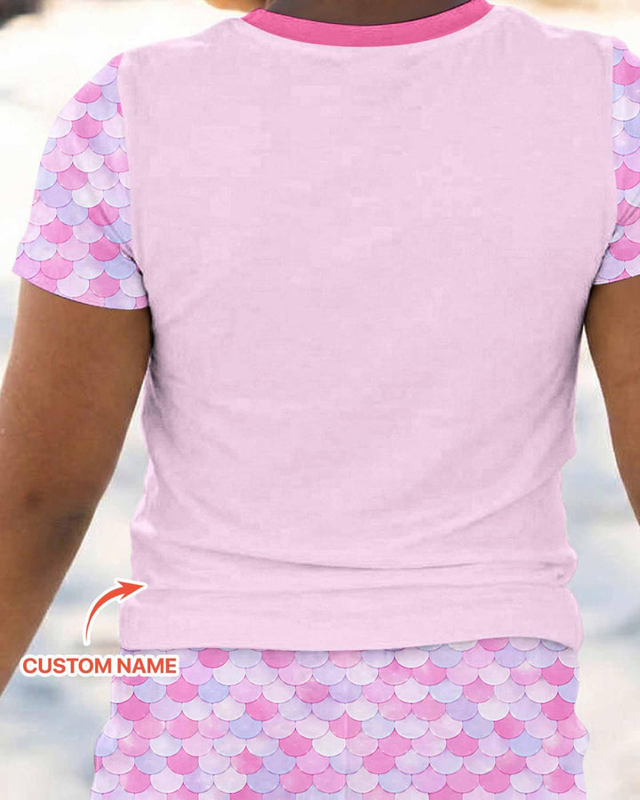 Conjunto de pijama de dos piezas de bambú de manga corta, plantilla personalizada