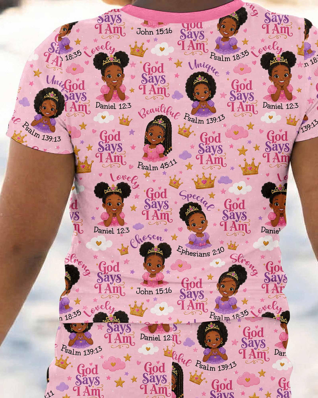 Black Princess God Says I Am Bamboo Two Piece Short Sleeve Pajama Set
