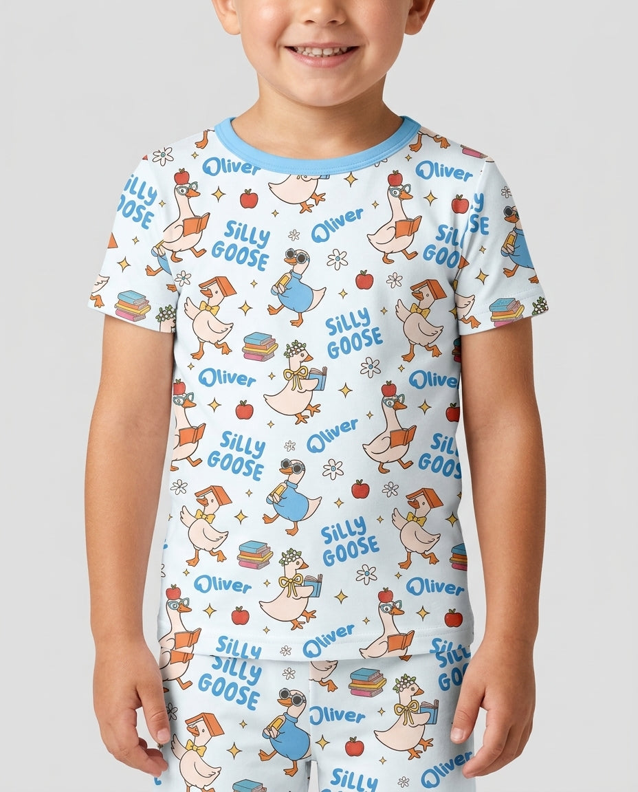 Conjunto de Pijama de Dos Piezas de Bambú con Mangas Cortas y Pantalones Cortos