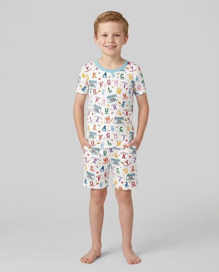 Schlafanzug-Set zweiteilig, kurze Ärmel, kurze Hose, Bambus