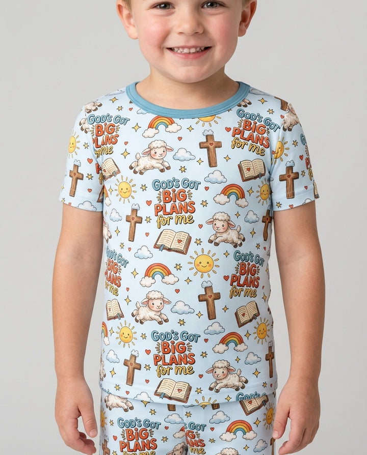 God's Got Big Plans For Me Bamboo Two Piece Short Sleeve Shorts Pajama Set