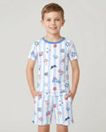 Conjunto de pijama de dos piezas de bambú Red, White & Beachy a juego para la familia, de manga corta y pantalones cortos