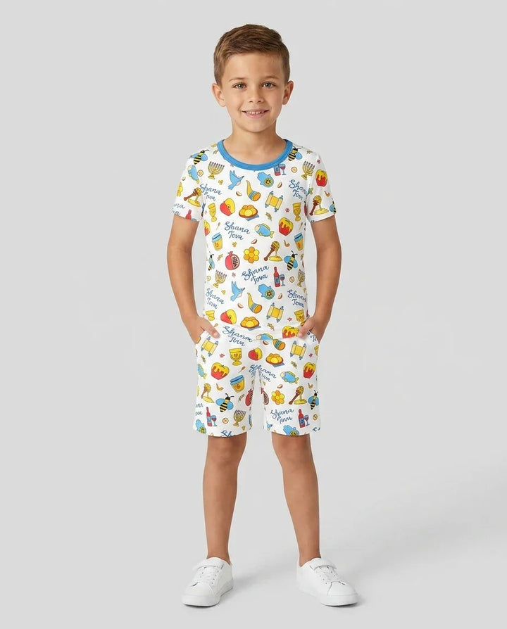 Shanah Tovah U'Metukah Bamboo Two Piece Short Sleeve Shorts Pajama Set