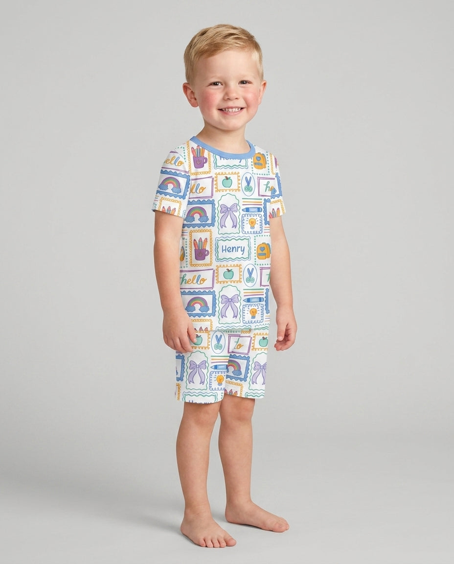 Schlafanzug-Set zweiteilig, kurze Ärmel, kurze Hose, Bambus