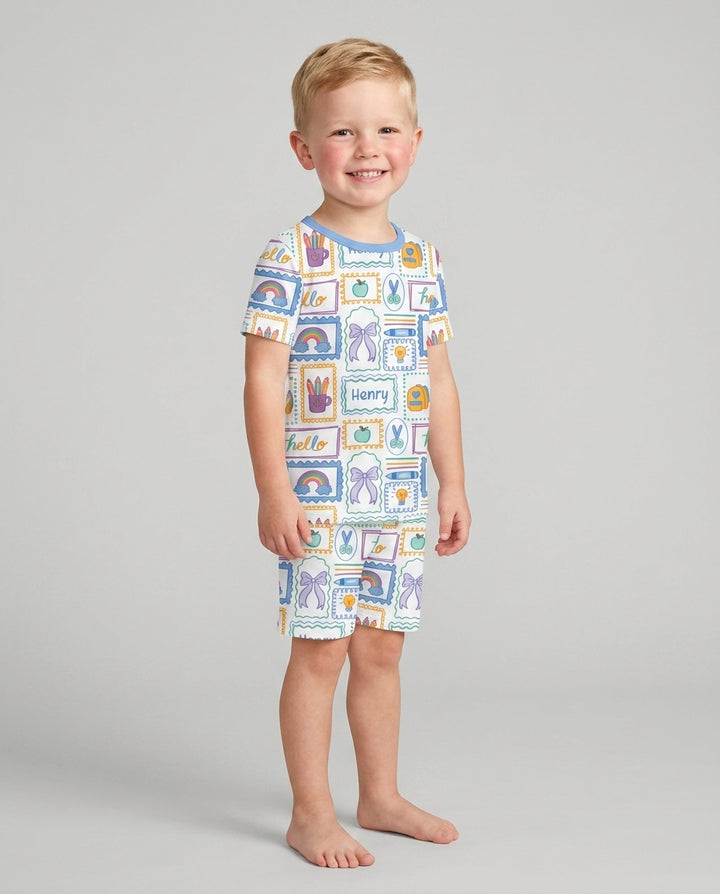 Schlafanzug-Set zweiteilig, kurze Ärmel, kurze Hose, Bambus