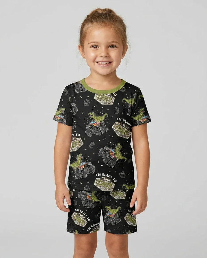 Conjunto de Pijama de Dos Piezas de Bambú con Mangas Cortas y Pantalones Cortos