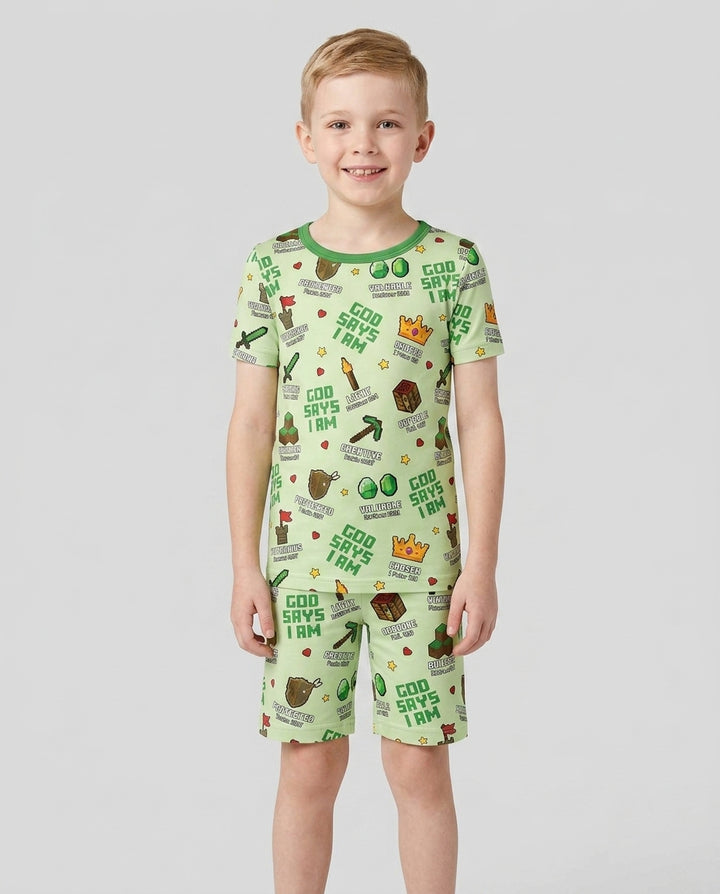 Christian Gamer Bamboo Two Piece Short Sleeve Shorts Pajama Set