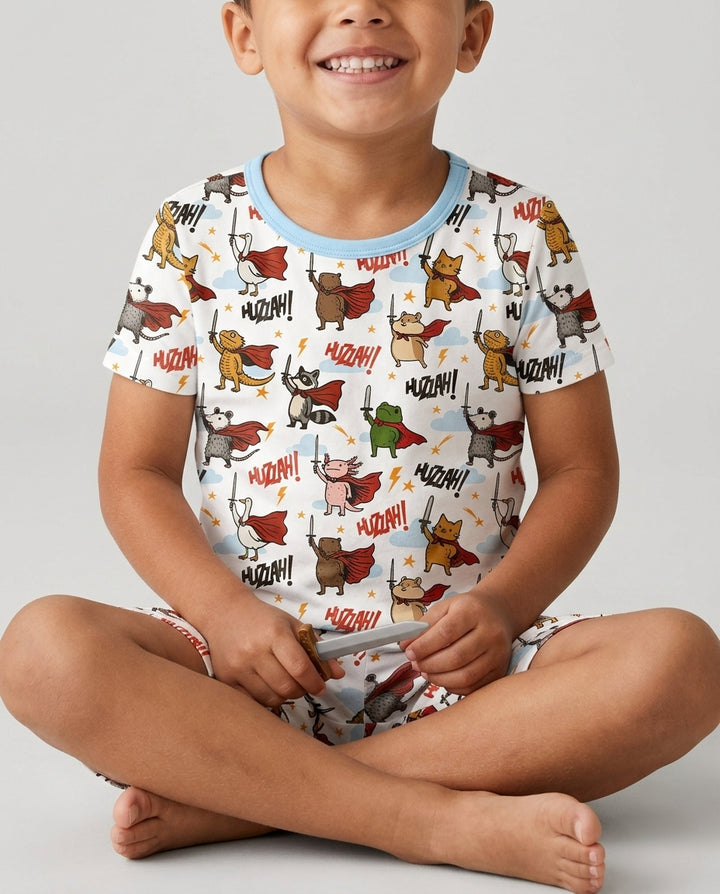 Huzzah! Huzzah! Bamboo Two Piece Short Sleeve Shorts Pajama Set