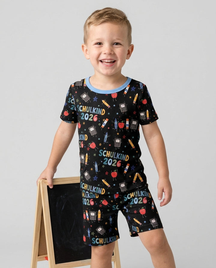 Conjunto de Pijama de Dos Piezas de Bambú con Mangas Cortas y Pantalones Cortos