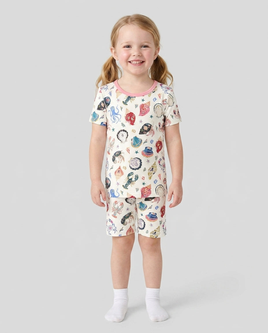 Schlafanzug-Set zweiteilig, kurze Ärmel, kurze Hose, Bambus
