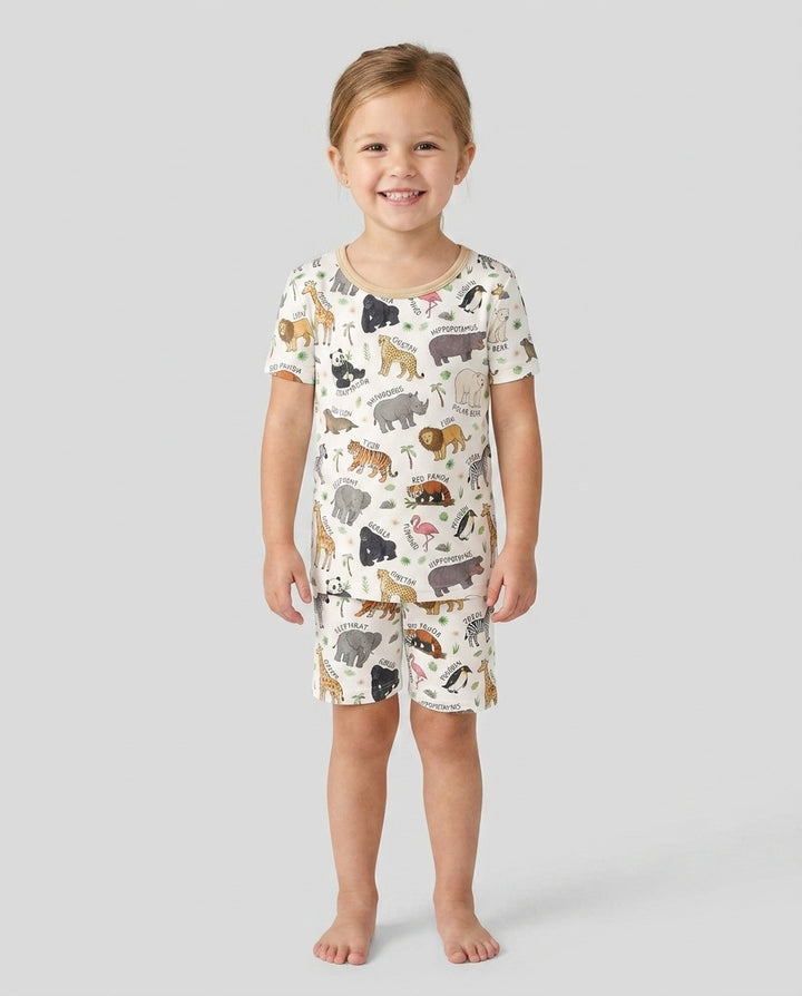 Safari Animals Bamboo Two Piece Short Sleeve Shorts Pajama Set