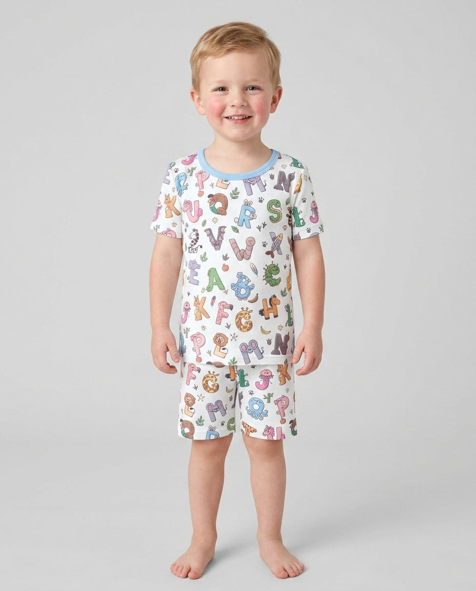 Schlafanzug-Set zweiteilig, kurze Ärmel, kurze Hose, Bambus