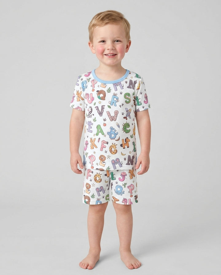 Schlafanzug-Set zweiteilig, kurze Ärmel, kurze Hose, Bambus