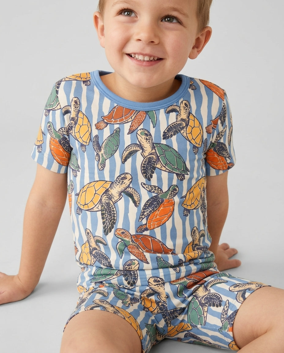 Conjunto de Pijama de Dos Piezas de Bambú con Mangas Cortas y Pantalones Cortos